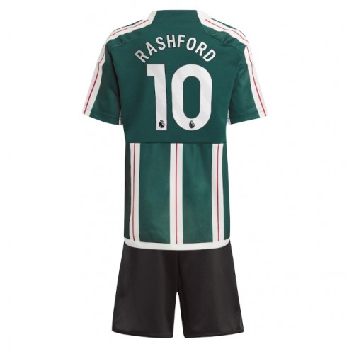Lacne Dětský Futbalové dres Manchester United Marcus Rashford #10 2023-24 Krátky Rukáv - Preč (+ trenírky)